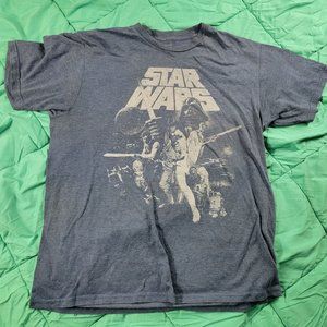 Star Wars Adults Medium Gray Short Sleeve Tshirt Graphic Print Prequels Luke